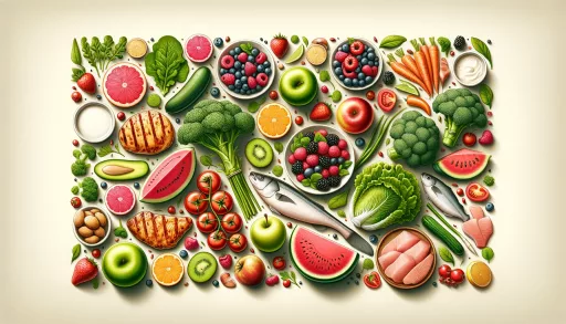 Assortiment coloré de fruits et légumes frais.