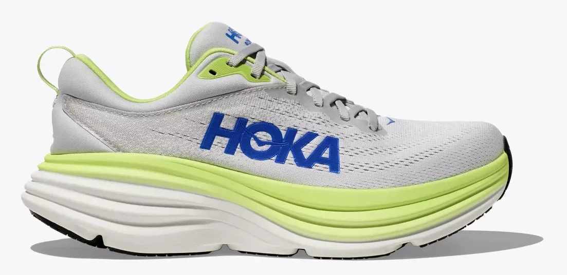 Chaussure de sport HOKA blanche et verte