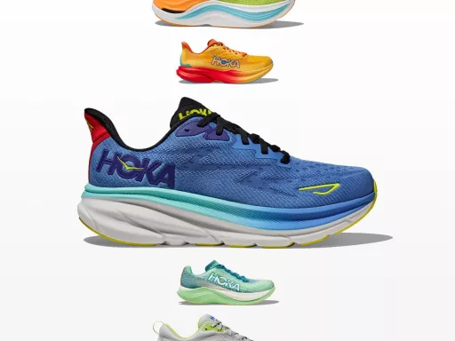 Différents modèles de chaussures de sport Hoka colorées