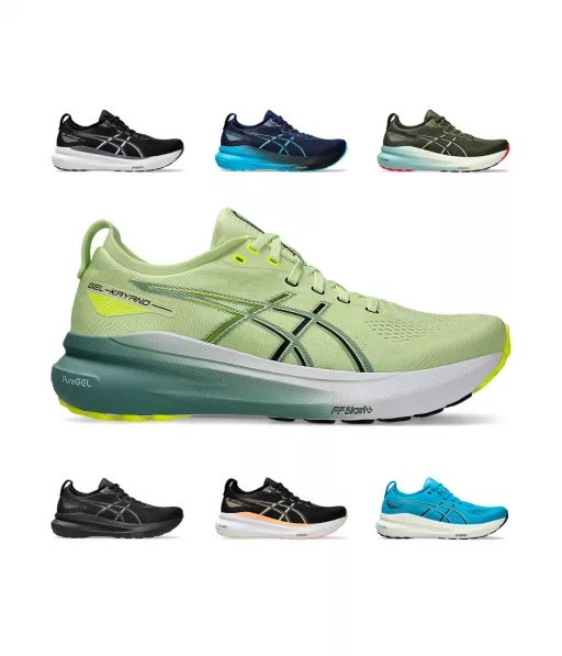 Sélection de chaussures de sport Asics multicolores.