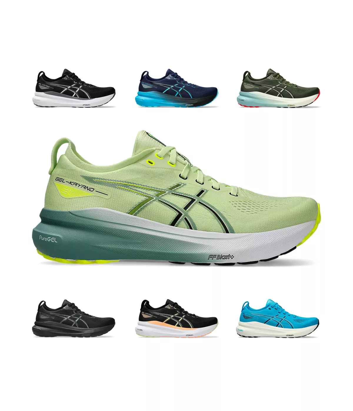 Sélection de chaussures de sport Asics multicolores.