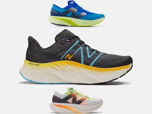 Quatre chaussures New Balance colorées