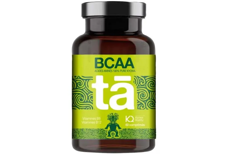 Bouteille de compléments alimentaires BCAA Kyowa.