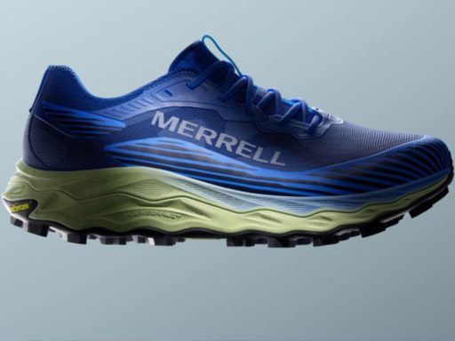 Chaussure de trail bleu et vert Merrell agility peak 6