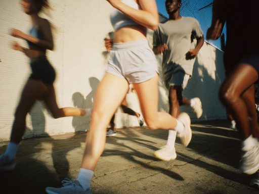Groupe de personnes courant à l'extérieur