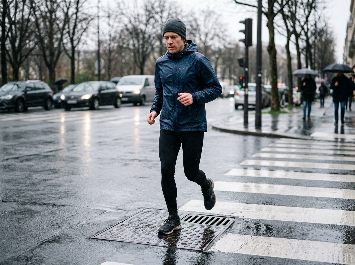 Runner sur sol mouillé, risque de glissade