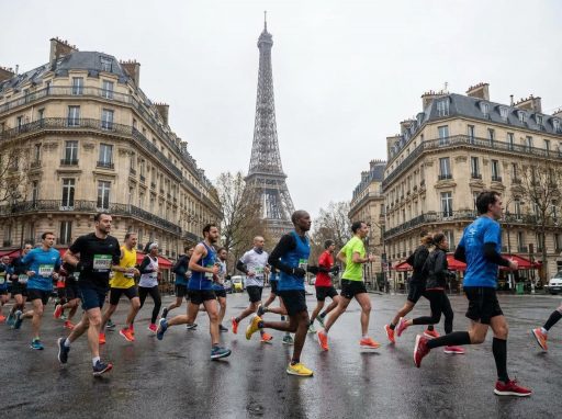 Coureurs devant la Tour Eiffel