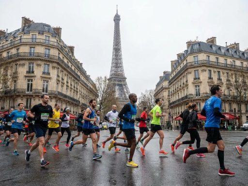 Coureurs devant la Tour Eiffel