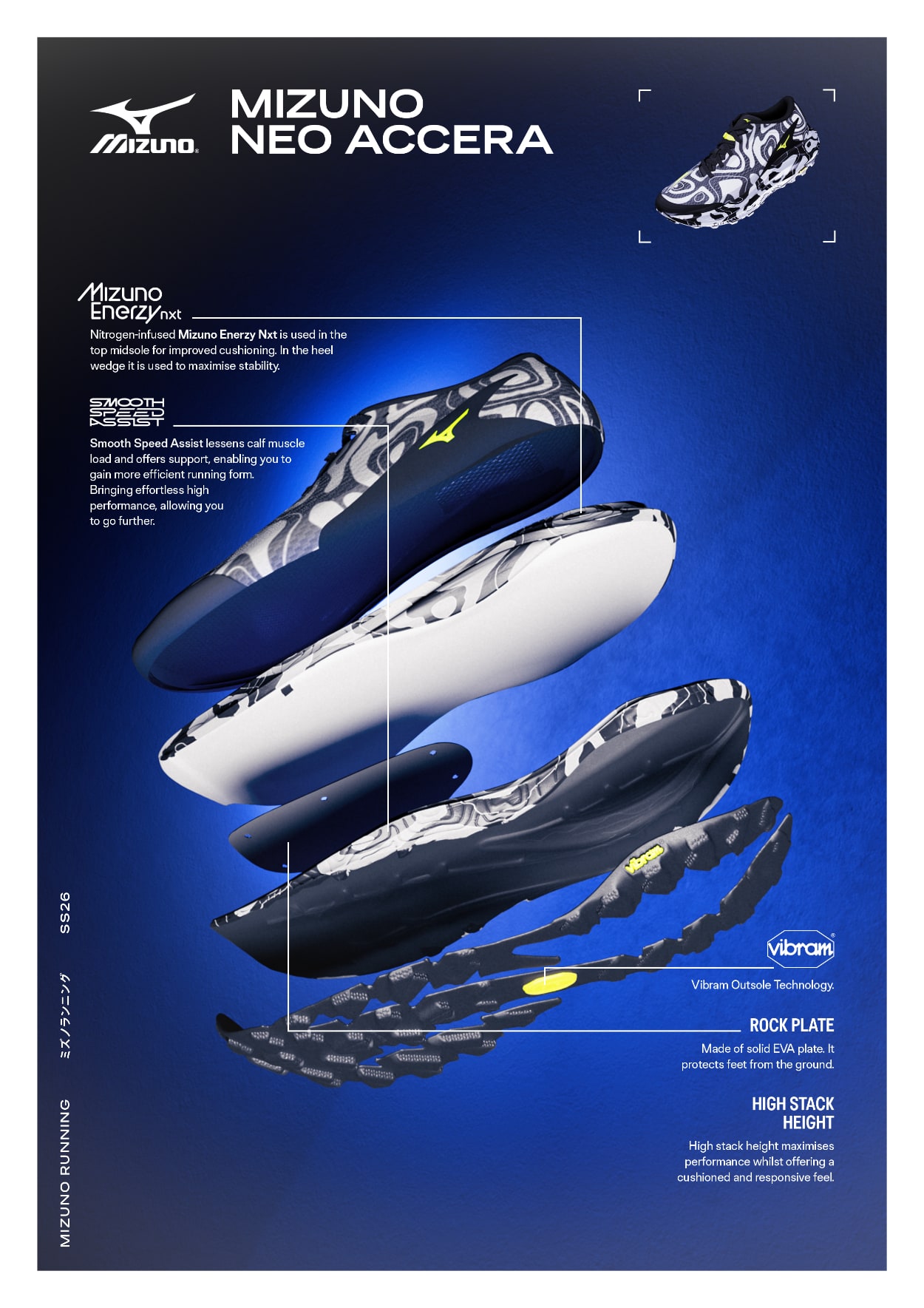 Chaussure Mizuno Neo Accera et ses composants