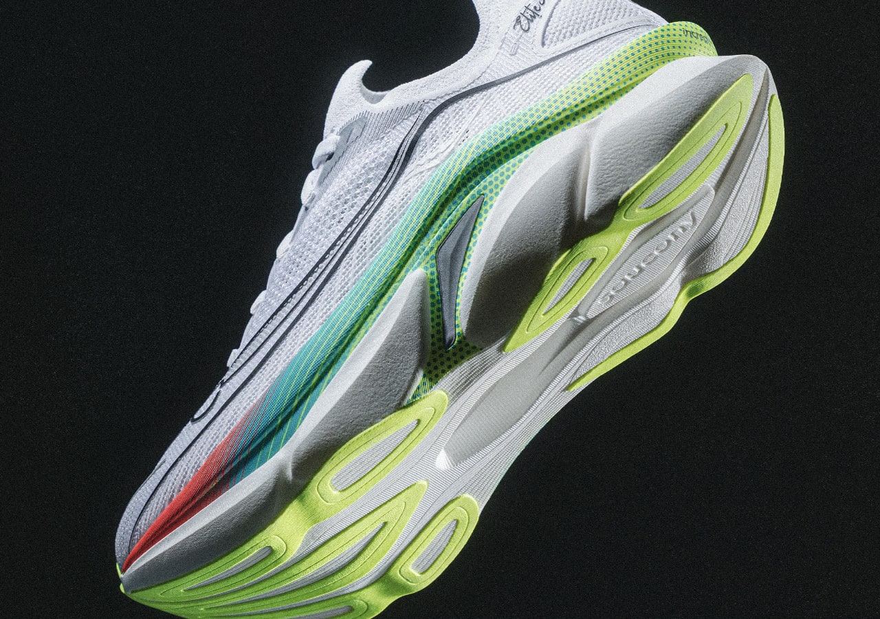 Semelle de chaussure de running blanche et verte