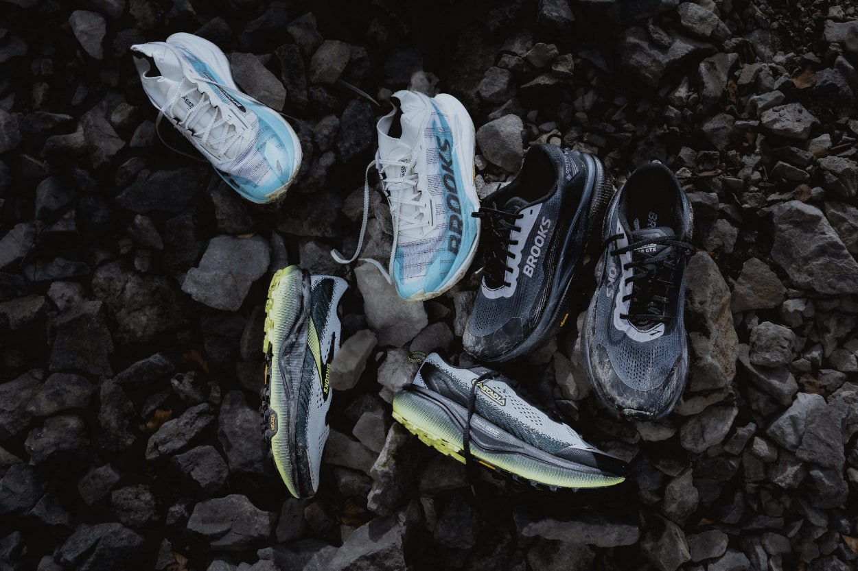 Chaussures de trail sur sol rocheux