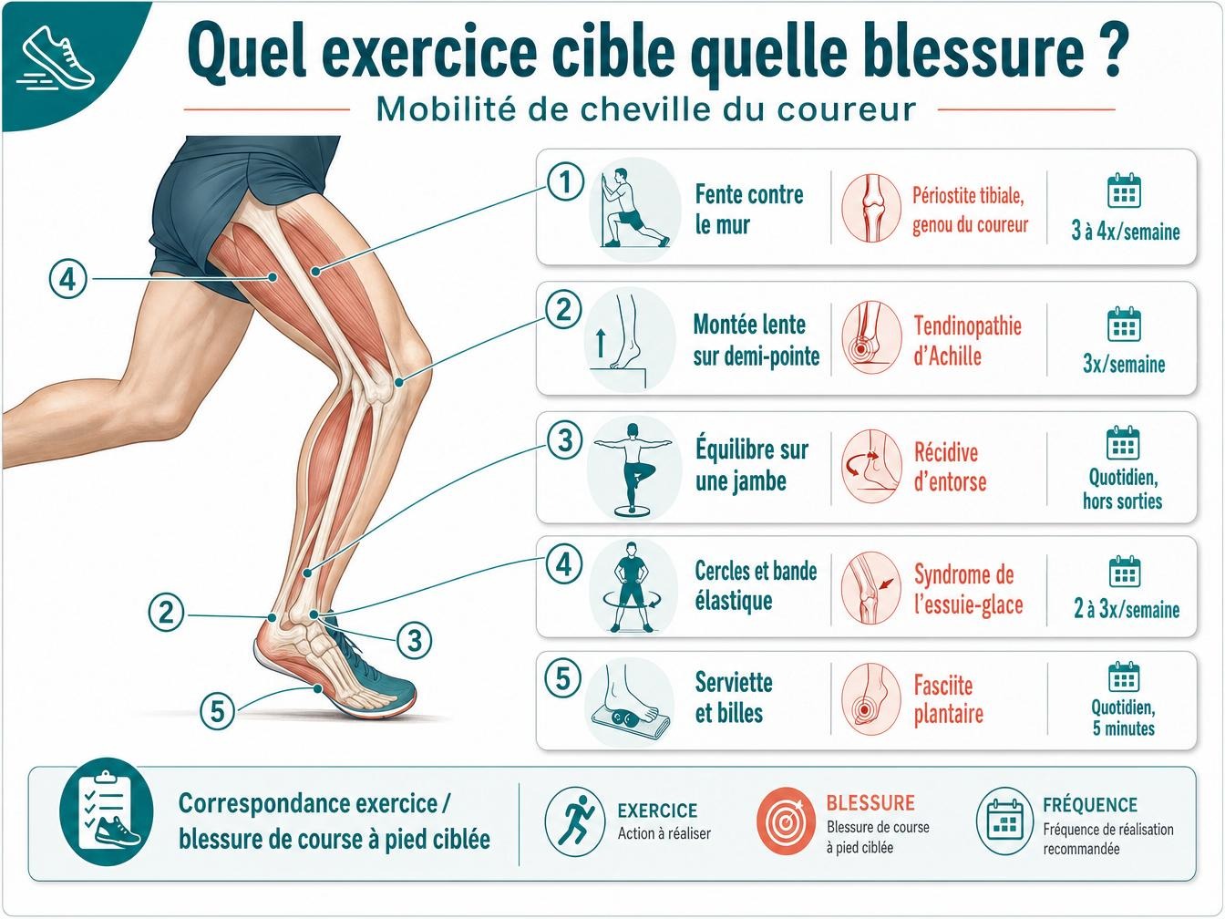 Quel exercice cible quelle blessure de coureur