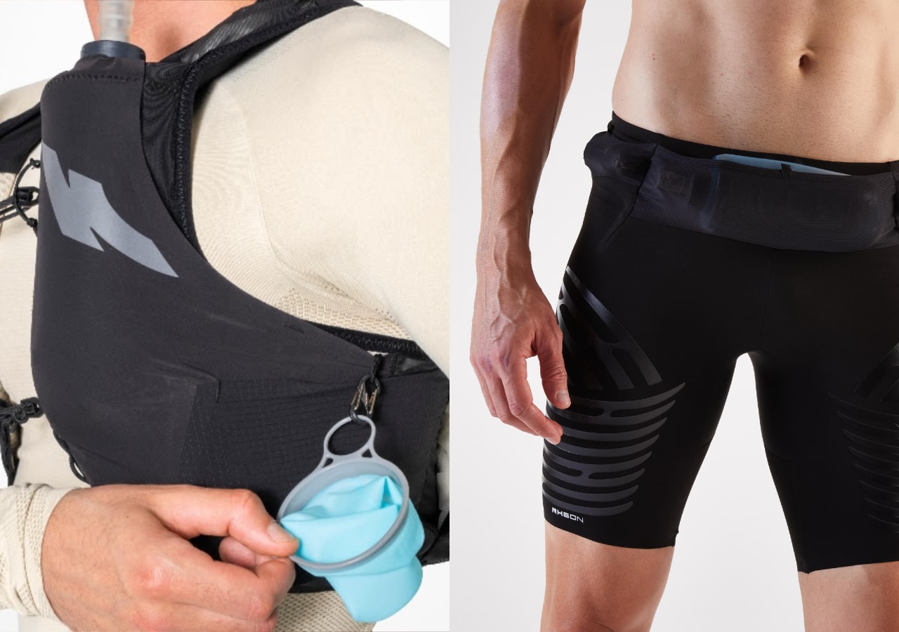 Cycliste portant un cuissard et une ceinture d’hydratation
