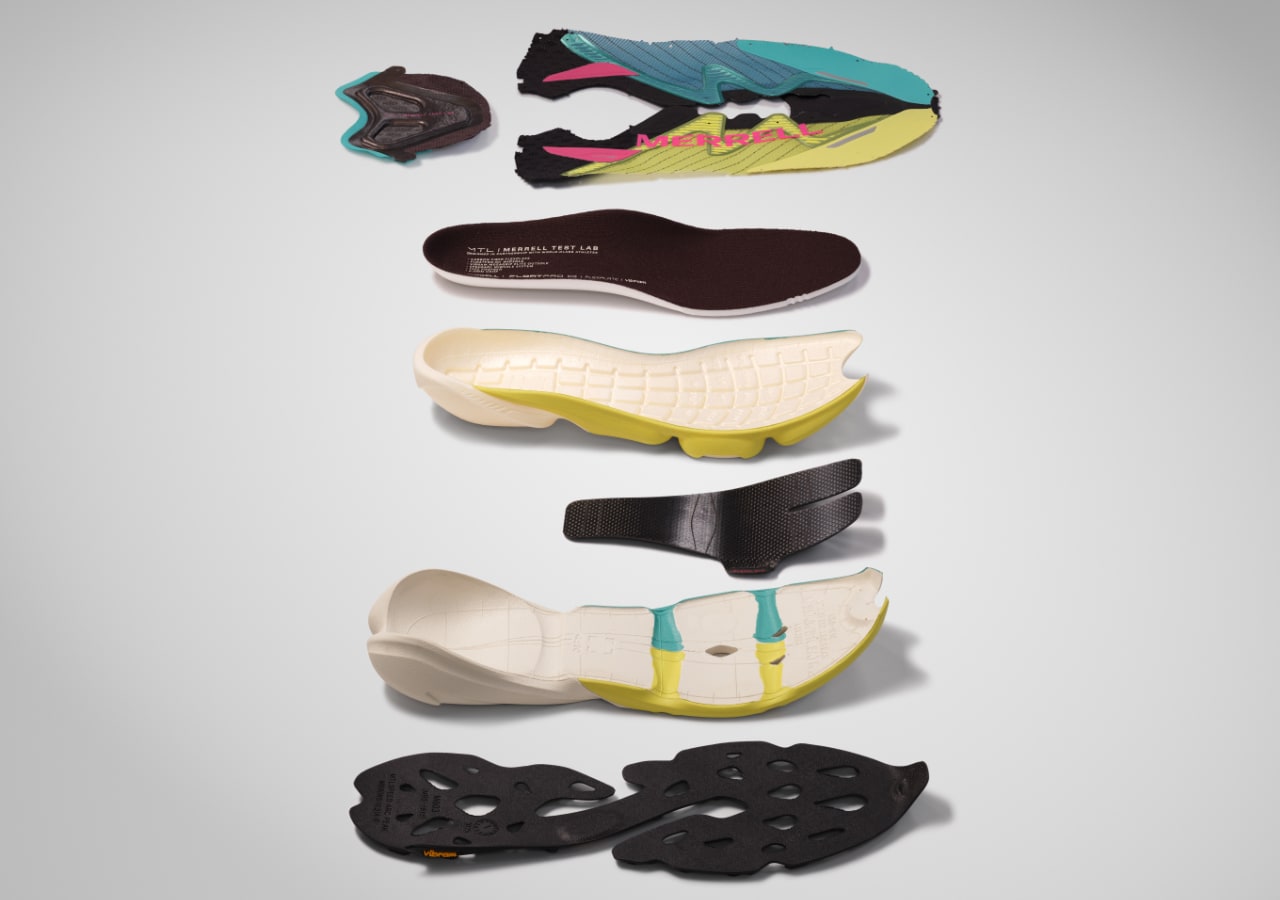Vue éclatée d’une chaussure de running Merrell