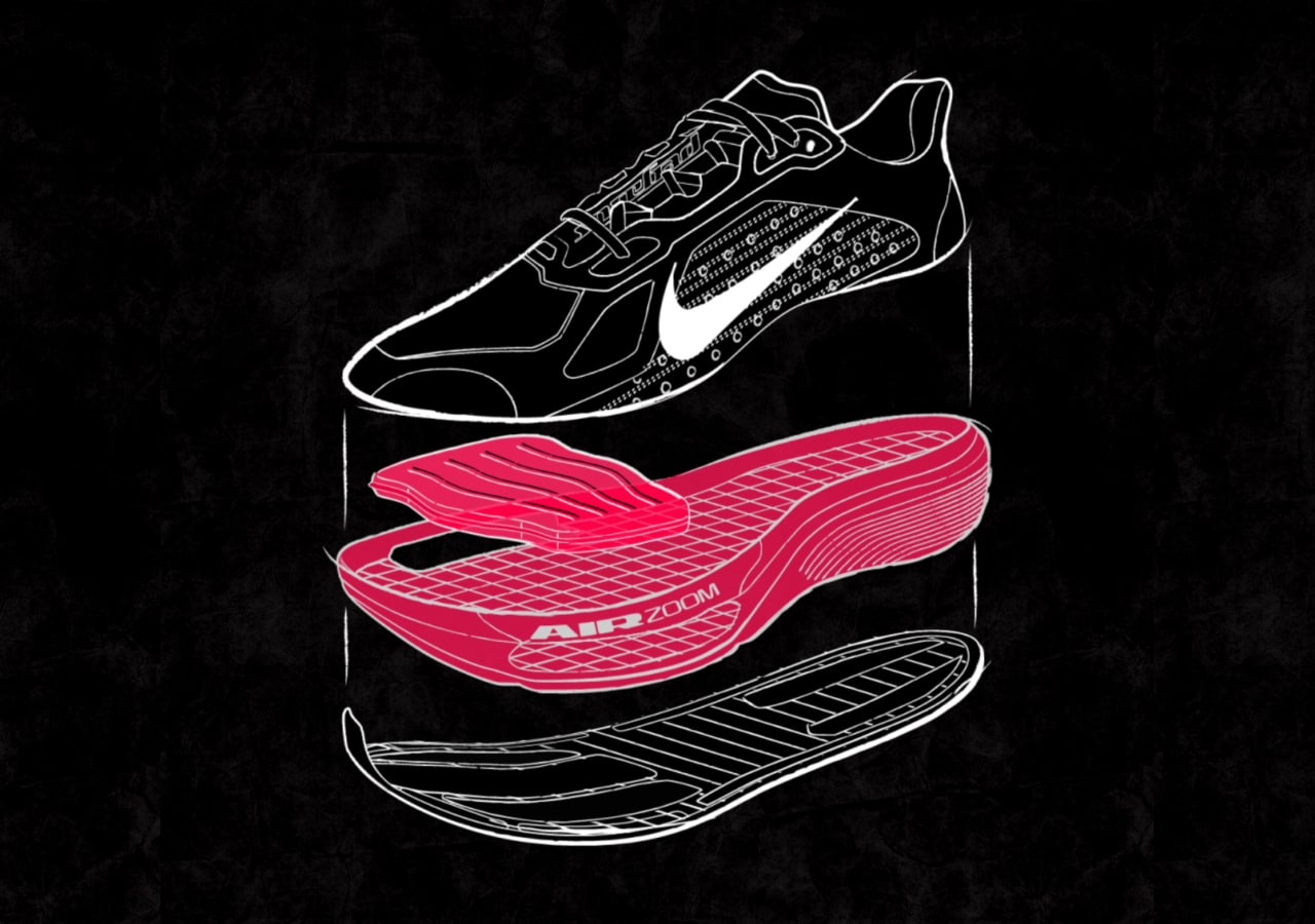 Schéma éclaté d’une chaussure Nike avec semelle Air Zoom