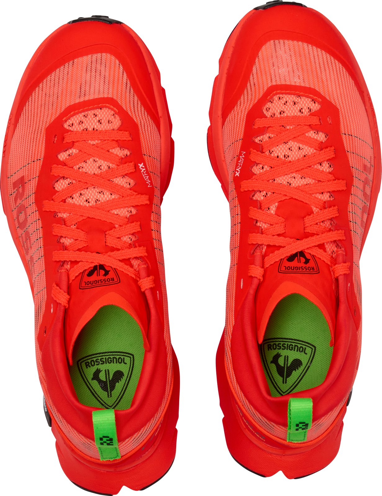 Paire de Rossignol Vezor Race Department vue du dessus, mesh Matryx Micro et lacets dentelés